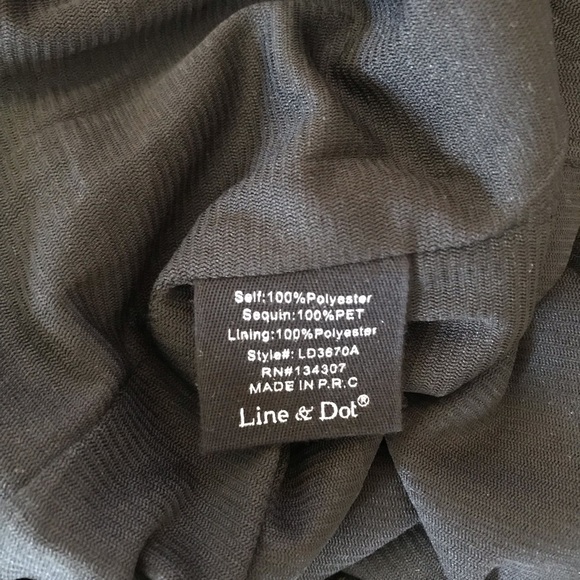 Line & Dot Sequin Sleeveless Black V-Neck Dress S - Picture 4 of 4